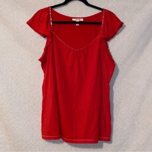 Red Ruffled Rhinestone Top 💋